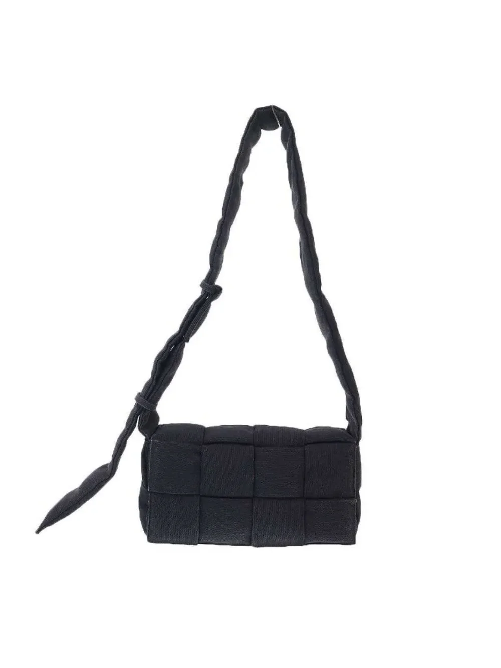 Bottega Veneta Padded Tech Cassette Canvas Intrecciato Shoulder Bag Black